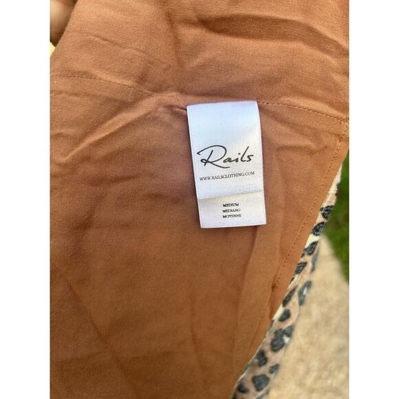 Rails Evie Brown Black Animal Print Tie Waist Dress Sz M Golden Leopard - Picture 7 of 8